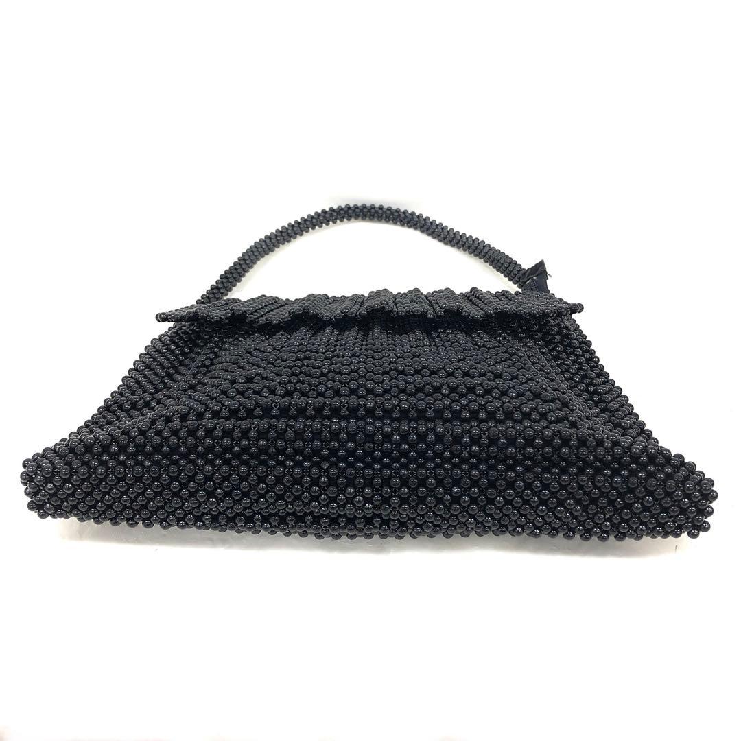 M05/031 黒珊瑚 ハンドバッグ ビーズバッグ パーティーバック ブラック