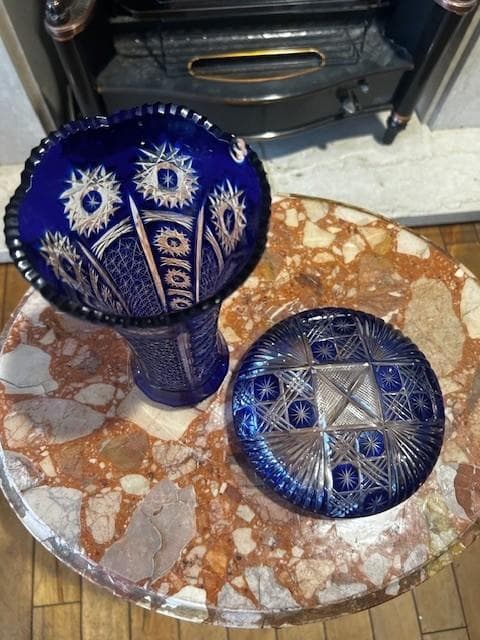 切子　花瓶・灰皿セット