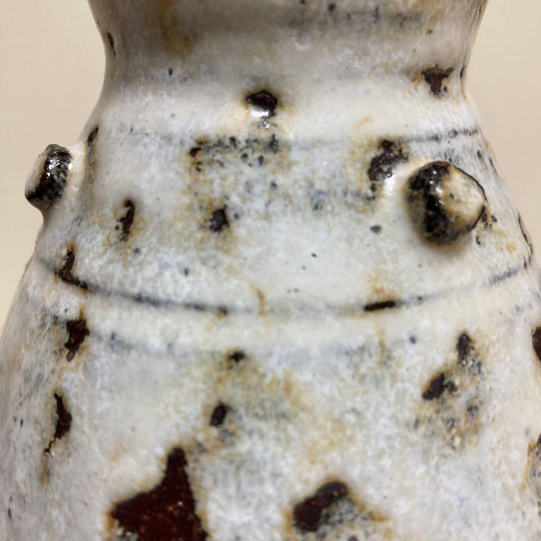 坂田泥華　萩白釉擂座花入　萩焼　茶道具　花器　花瓶　陶芸　工芸品