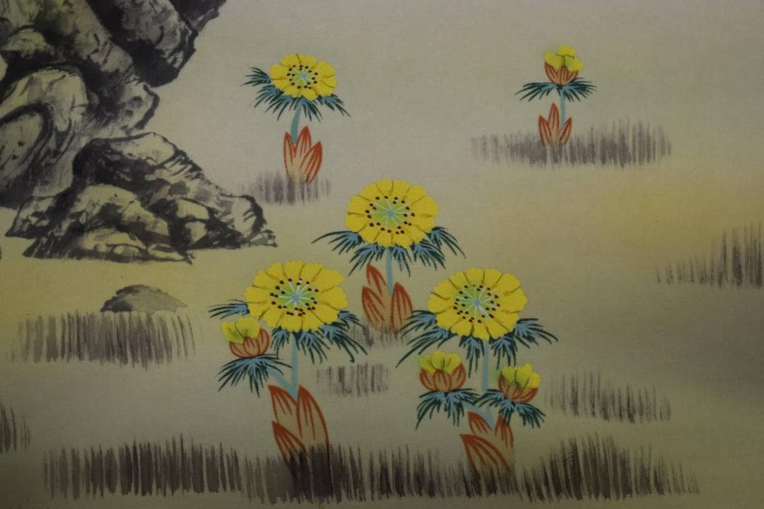 真作/松渓/南天に雀図/佛説入り/布袋屋掛軸HF-743