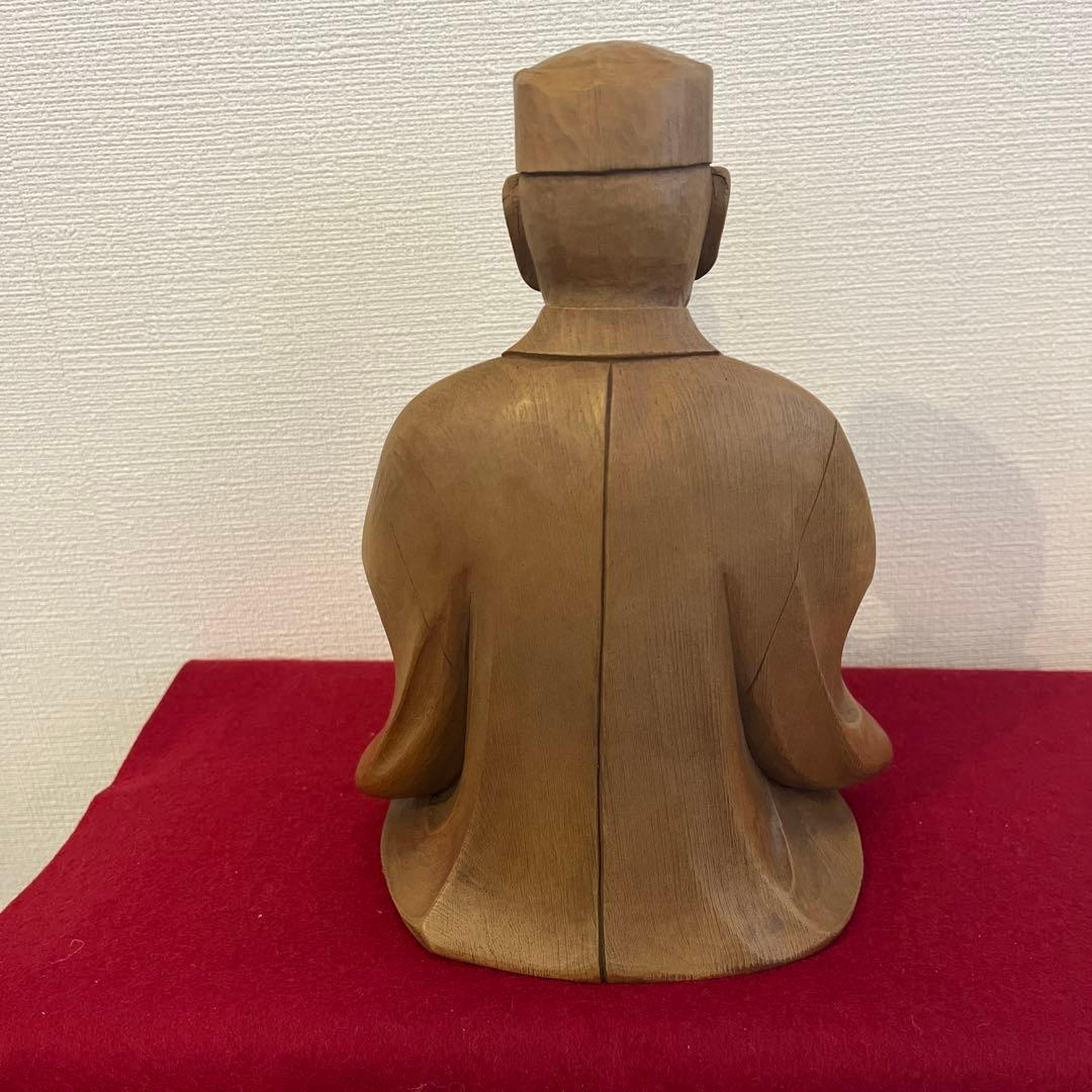 木彫り　利休像　慶雲作