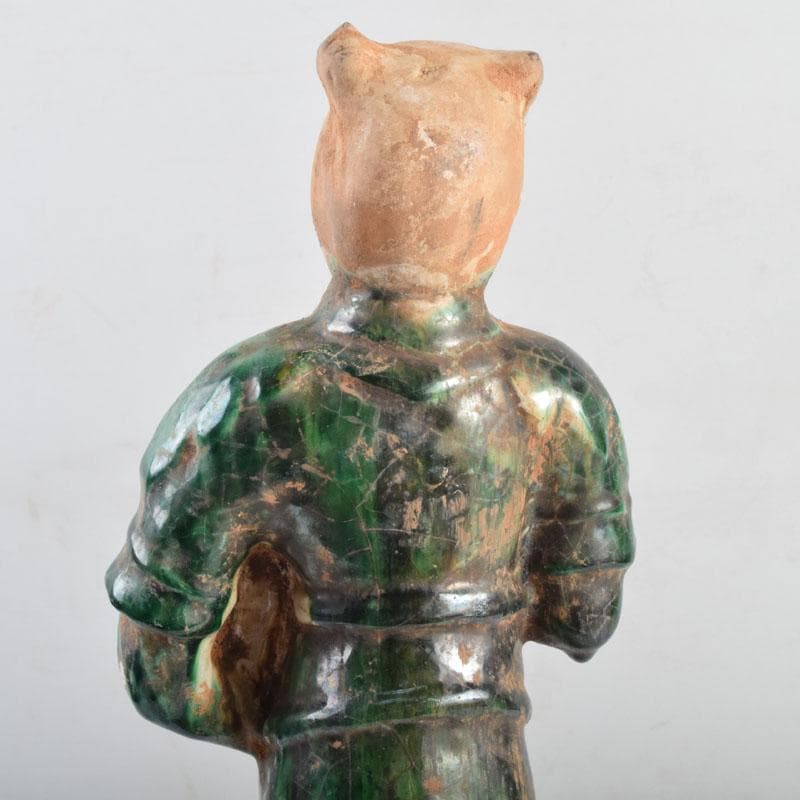 中国　三彩　兵馬俑　人物俑　陶人形　人物像　武人像　C　8846