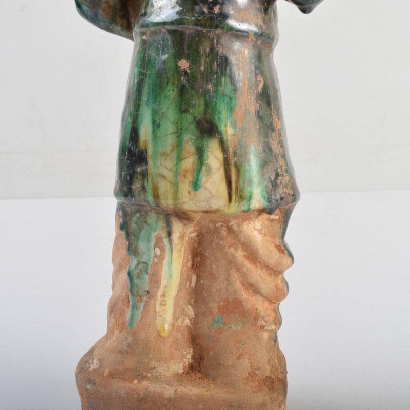 中国　三彩　兵馬俑　人物俑　陶人形　人物像　武人像　C　8846