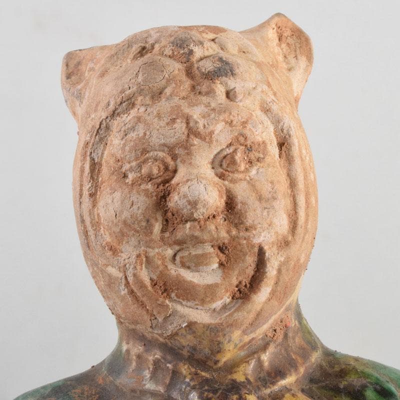 中国　三彩　兵馬俑　人物俑　陶人形　人物像　武人像　C　8846