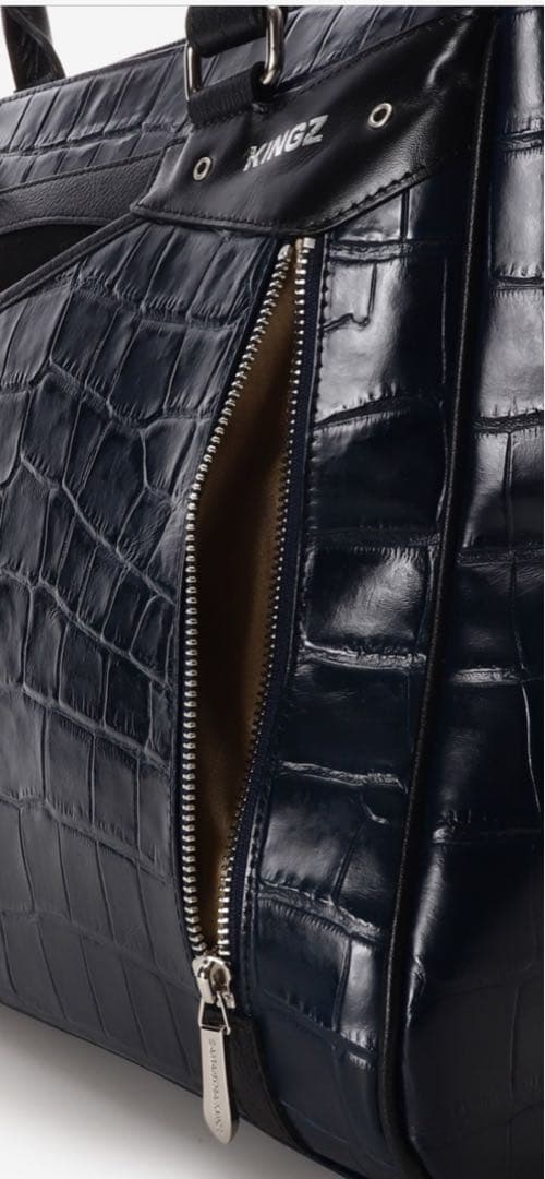 サマンサキングスクロコダイル型押し ビジネスバッグ ブラック