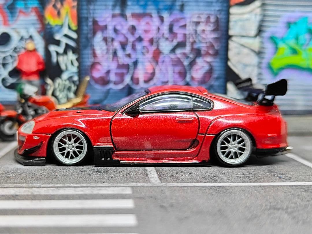 トミカ改造 トヨタ 80スープラ フルエアロ 織戸仕様 深リムホットウィール