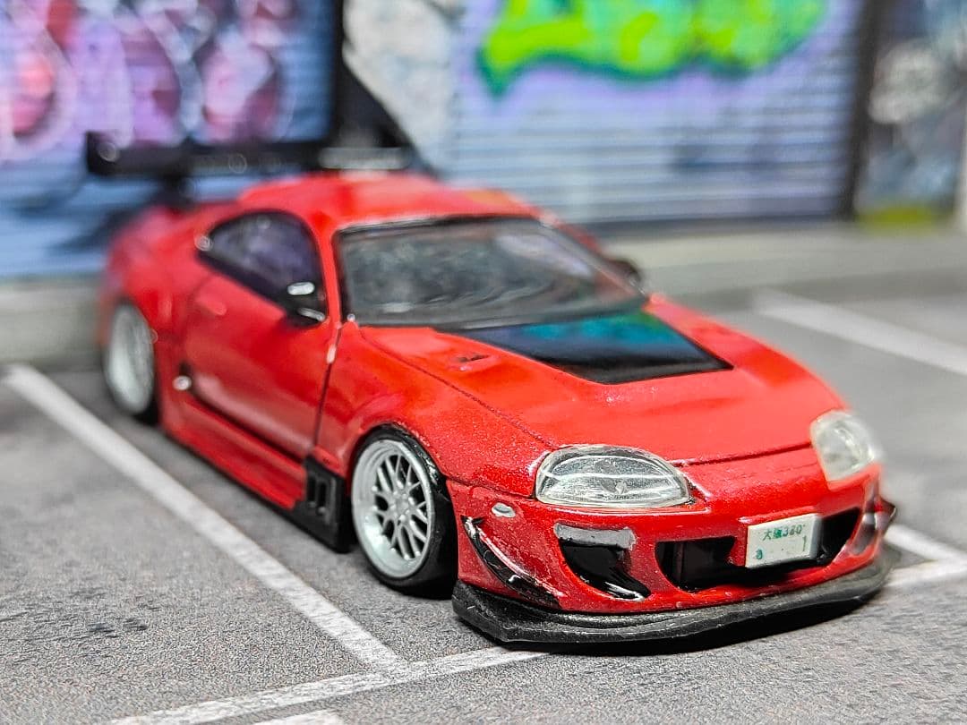 トミカ改造 トヨタ 80スープラ フルエアロ 織戸仕様 深リムホットウィール