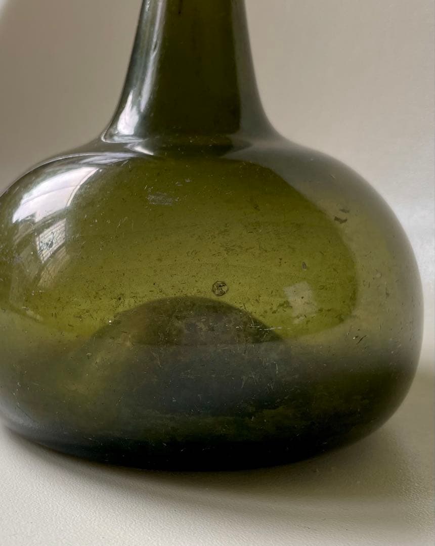 オランダ18世紀　オニオンボトル　ガラス瓶　アンティーク　古美術　民藝　花入