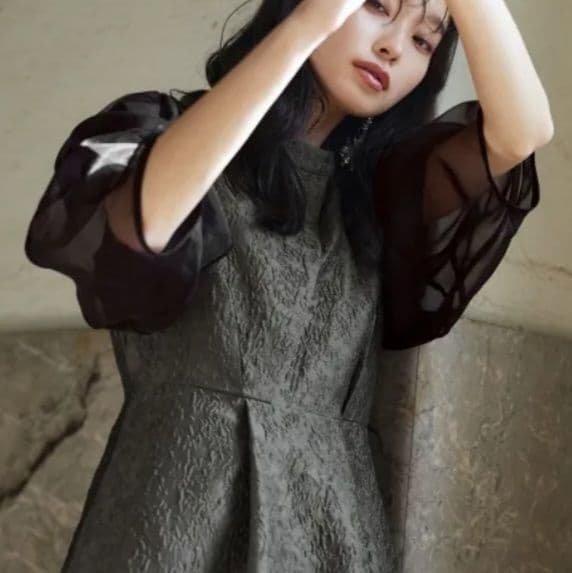 ルイルエブティック フレア ジャガードドレス ワンピース 結婚式 お呼ばれ