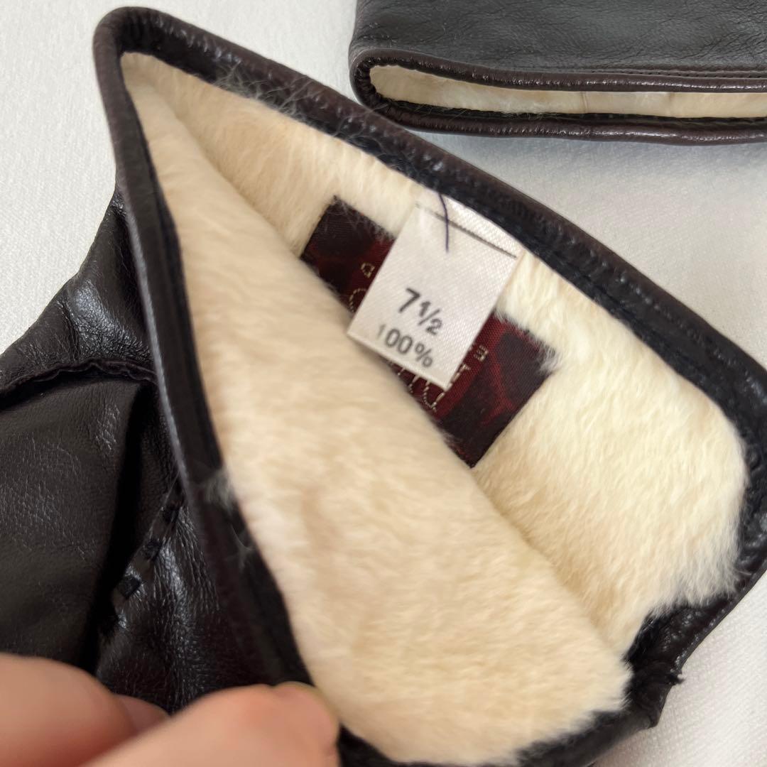 【美品】DENTS/デンツ レザーグローブ 手袋 ラビットファーライニング