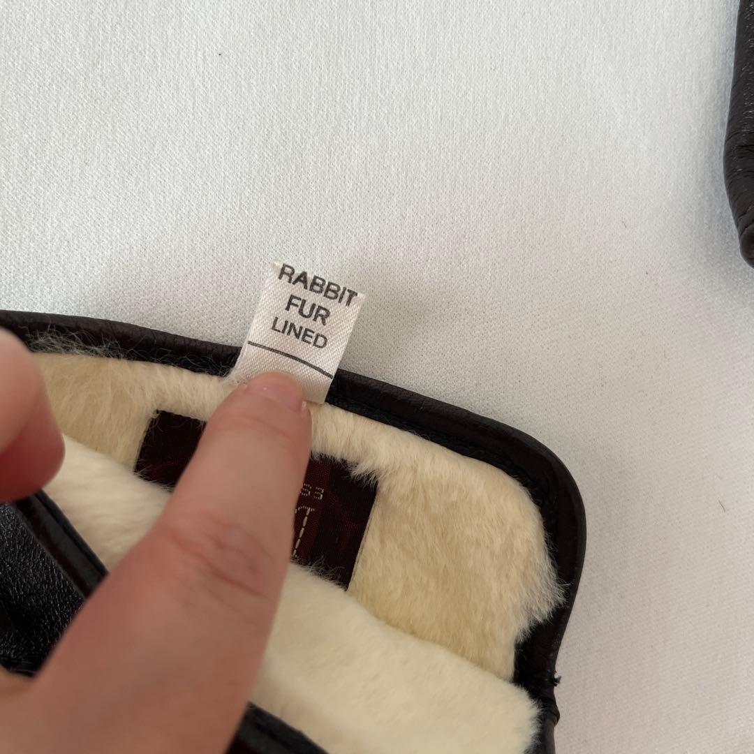 【美品】DENTS/デンツ レザーグローブ 手袋 ラビットファーライニング