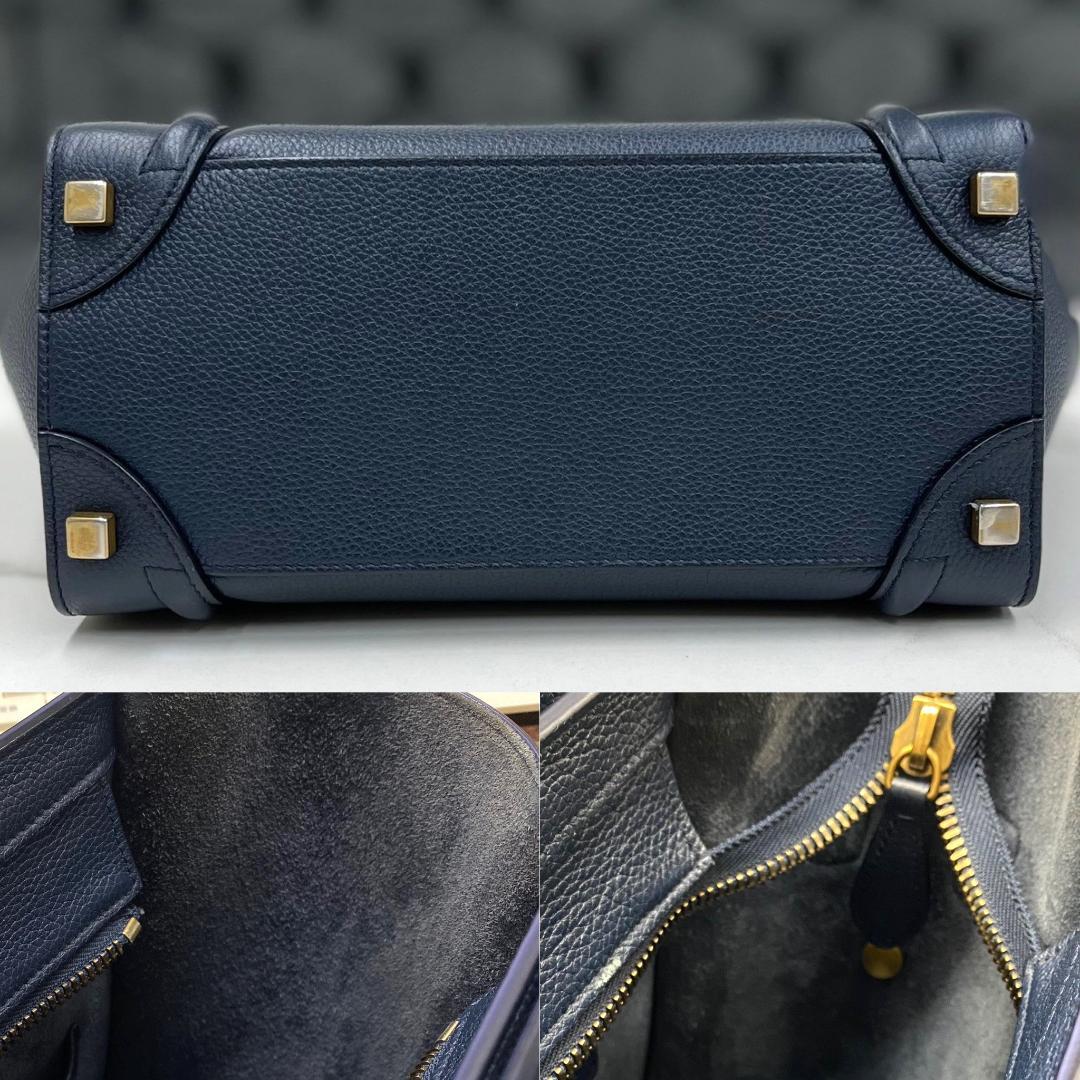 セリーヌ　ラゲージ　マイクロ　レザー　ネイビー　ハンドバッグ　2019年
