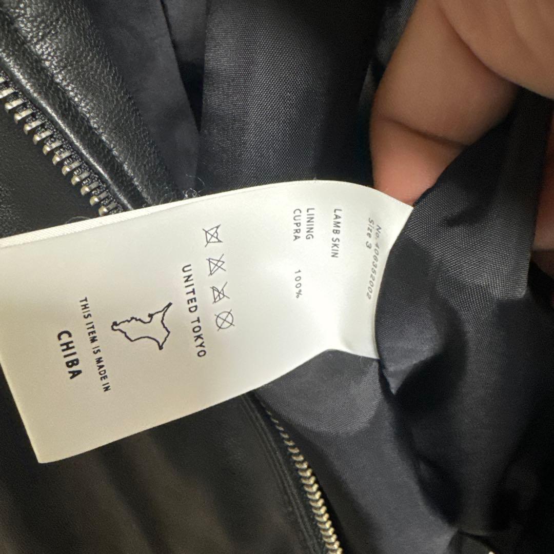 UNITED TOKYO シングルライダースジャケット 3 ブラック