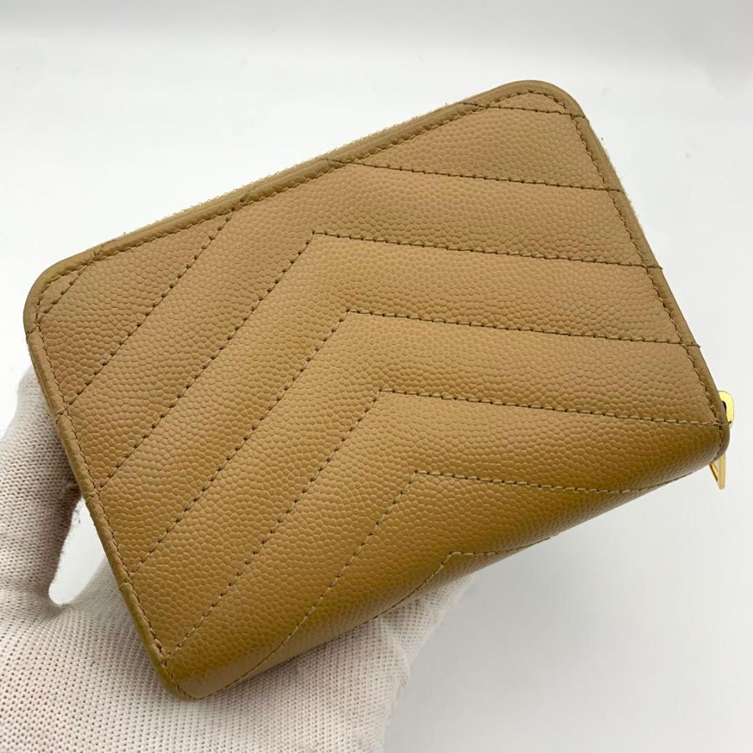 鑑定済み 美品 サンローラン 財布 カサンドラ YSL コンパクト キャメル