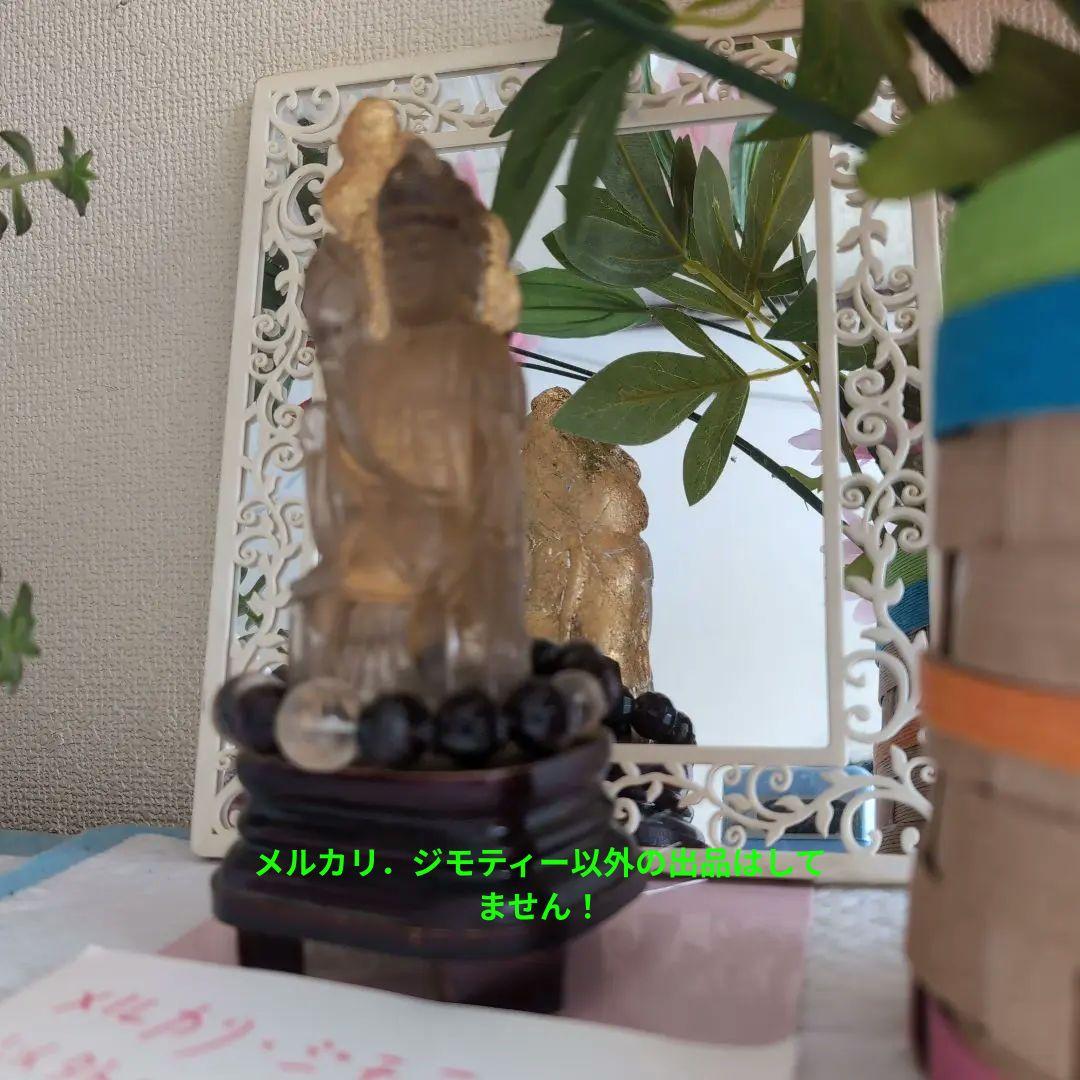 呪物　曰く付き　開運　観音像　手彫り 　24金　金箔貼り　天然水晶　 高さ18㌢