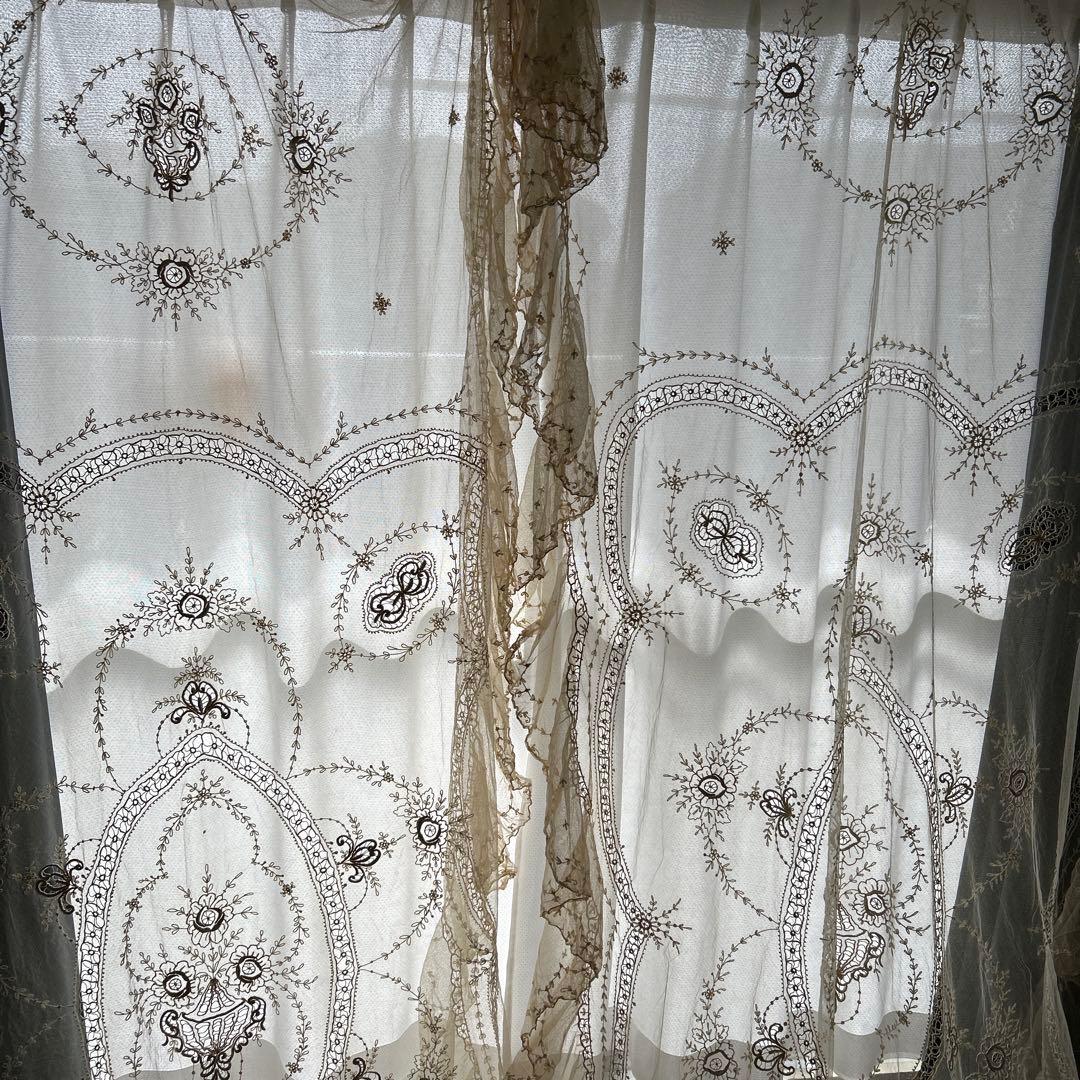 アンティークフランス　レースベットカバーセット