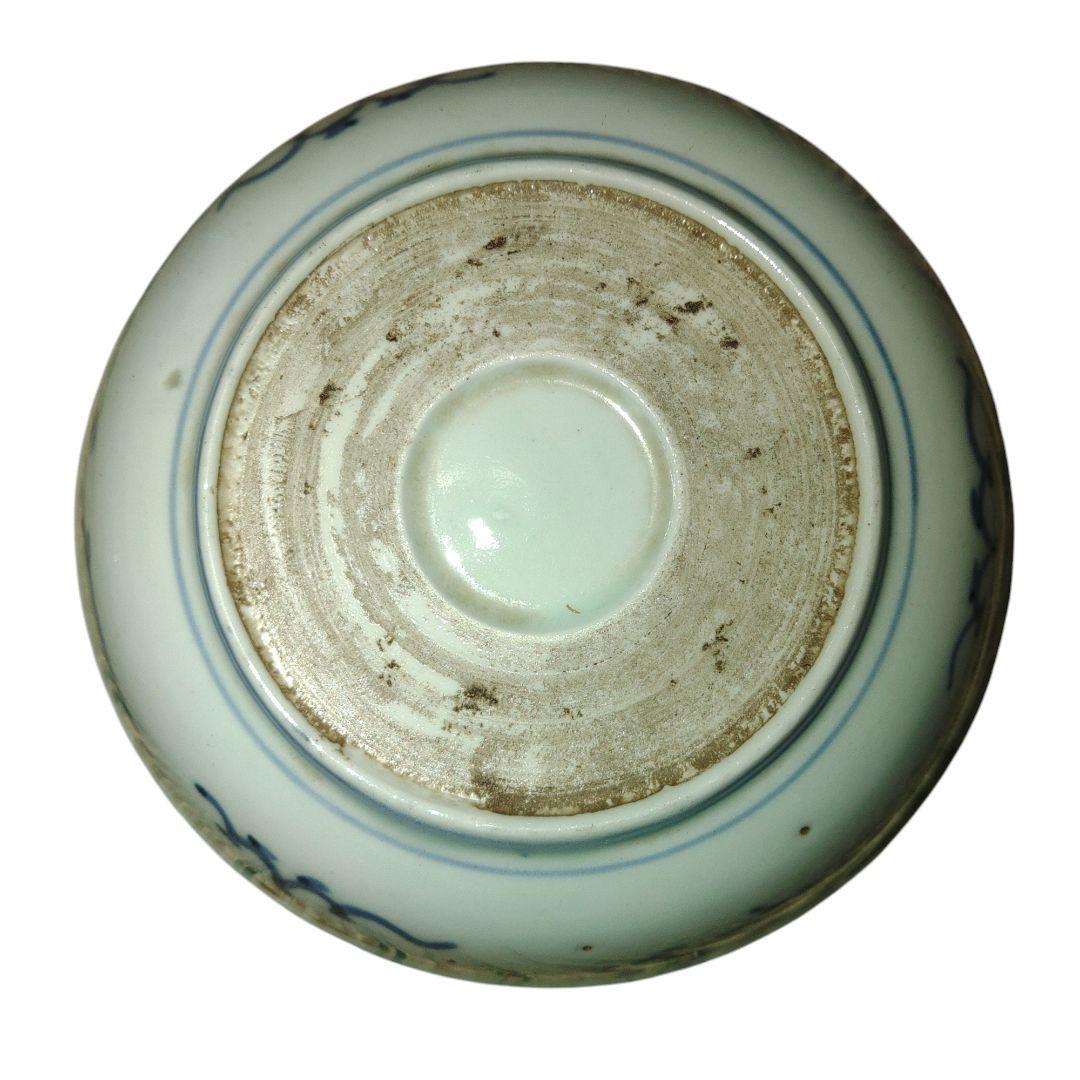 江戸後期　竹林の賢人染付膾皿　骨董品　惣菜　向付