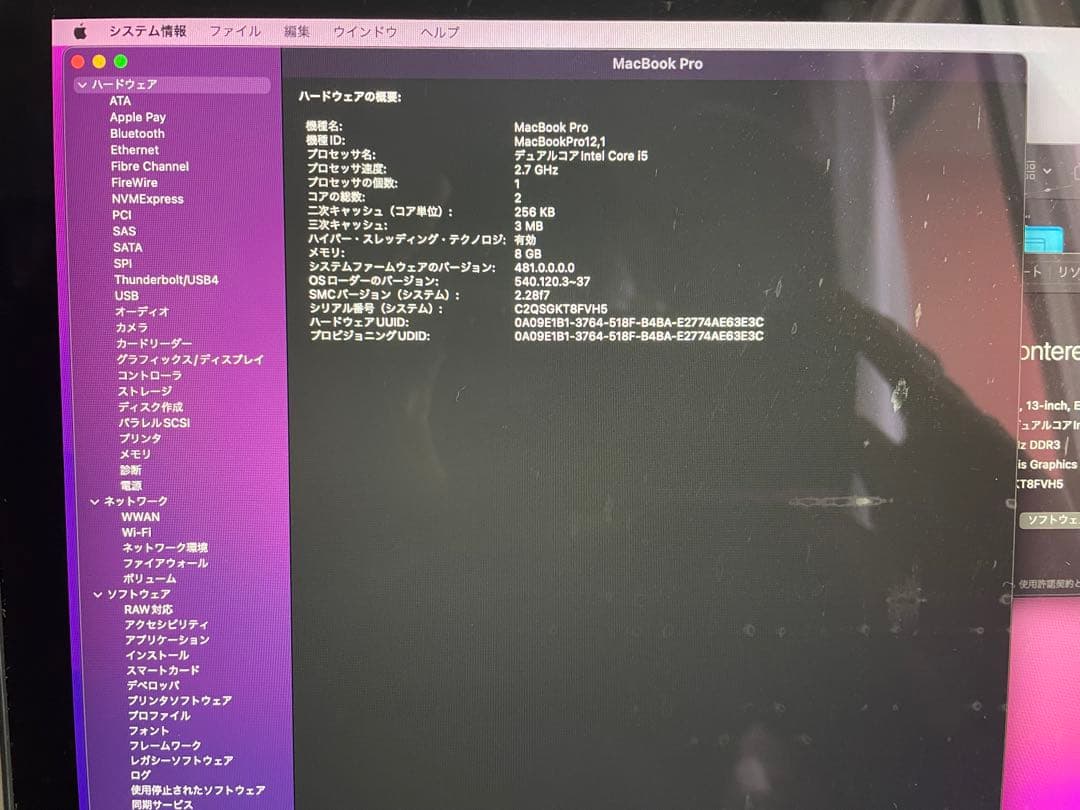 ※ジャンク品※Apple MacBookPro 13インチ　Early 2015