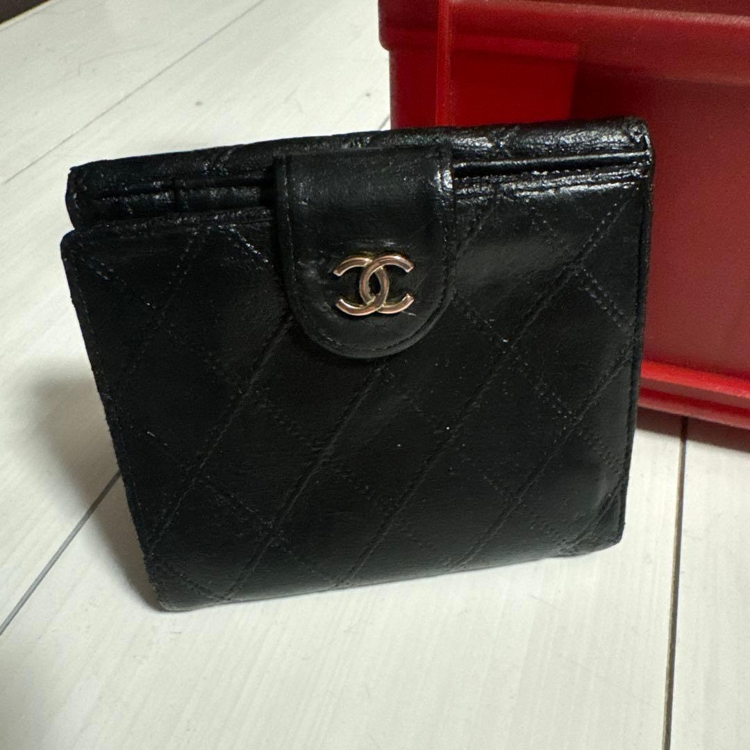 正規品　CHANEL ビコローレ ラムスキン 二つ折り財布 Wホック