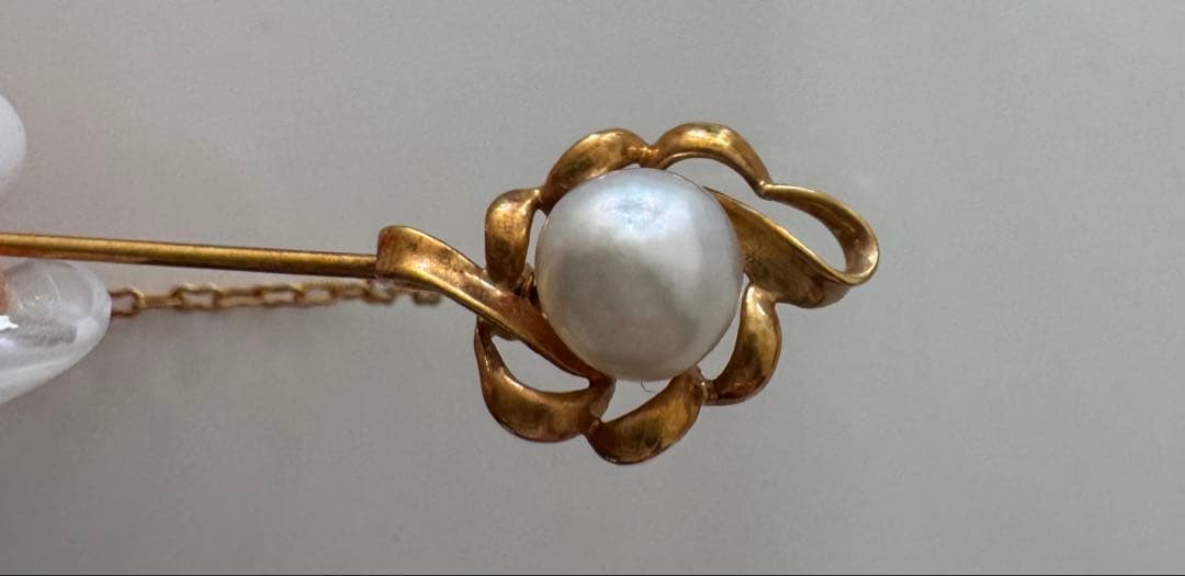 あこや真珠　パール　k18 ピン ブローチ