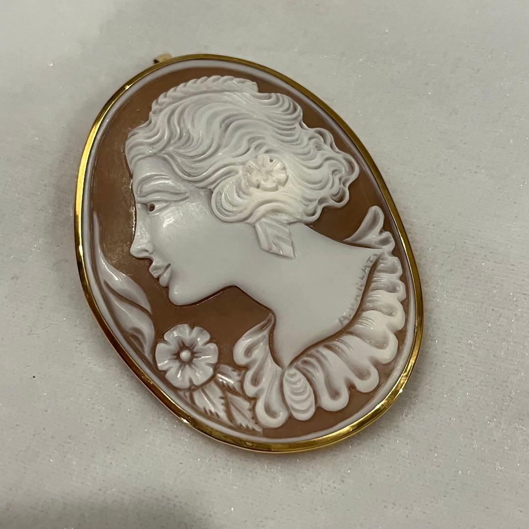 k18 カメオ　ブローチ 兼トップ
