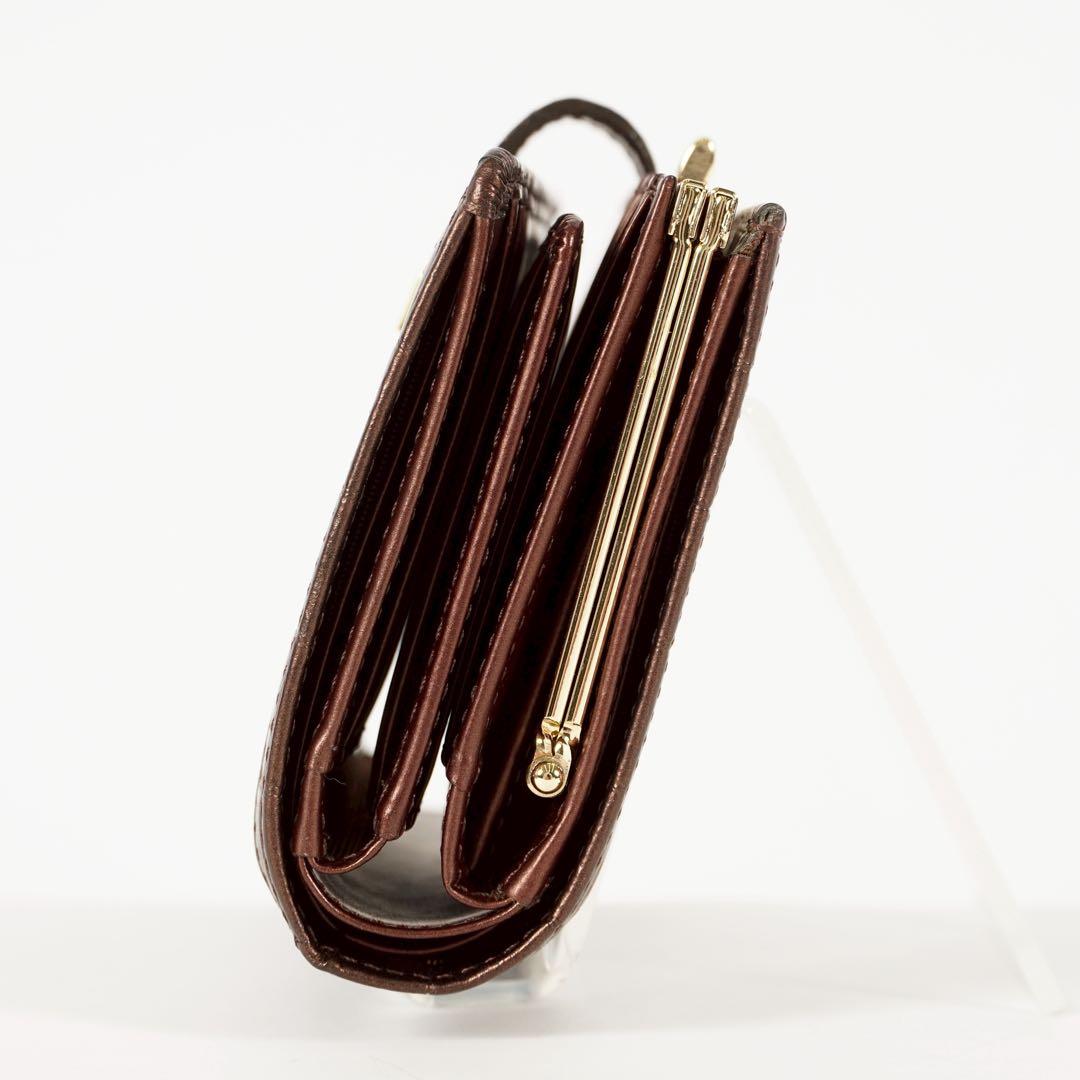 【極美品✨】ジバンシー　付属品　三つ折り財布　ロゴ総柄　がま口　レザー　ブラウン