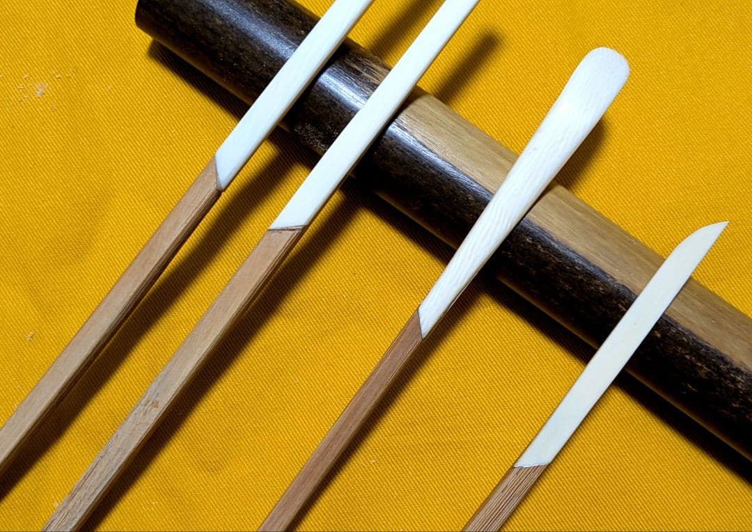 【閉店S.】本煤竹挟継茶杓・菓子箸・菓子切 ３点セット