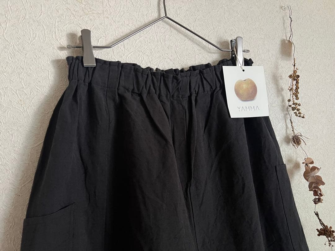 【極美品】YAMMA産業　会津木綿　キュロットパンツ　ロングロング丈　スミクロ