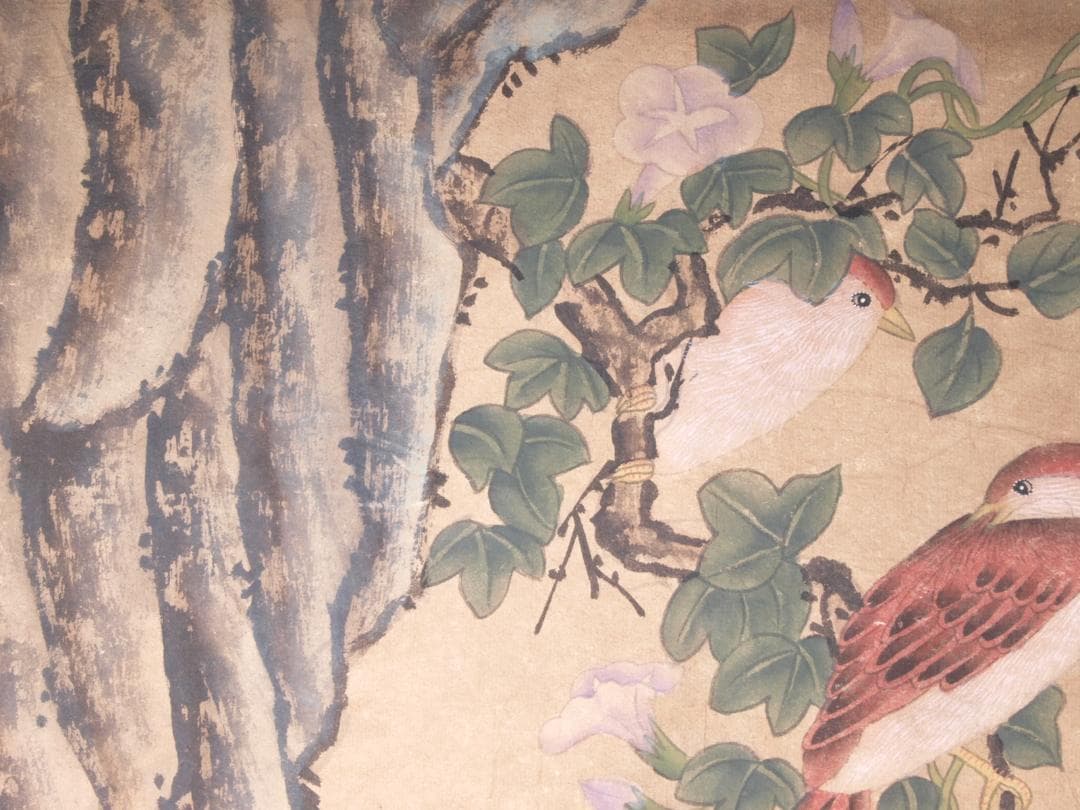 骨董市仕入れ品　唐時代掛け軸　肉筆水彩絵　骨董品　唐物 AK836A13-2