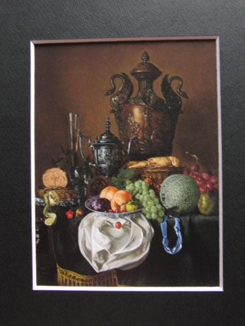 玉有万範、静物、希少画集画、新品高級額・額装付、状態良好