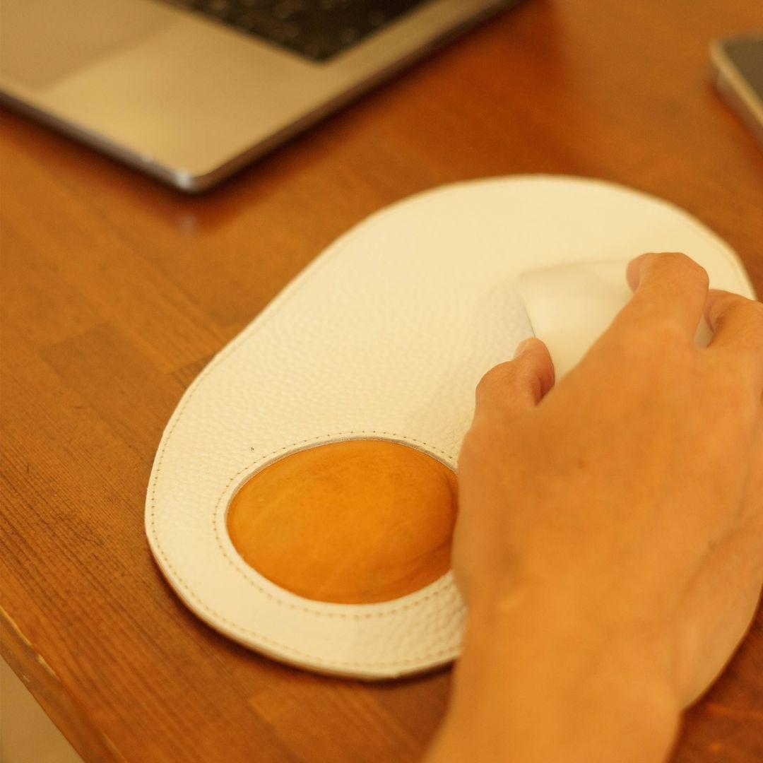 本革レザーマウスパッド 目玉焼きモチーフ