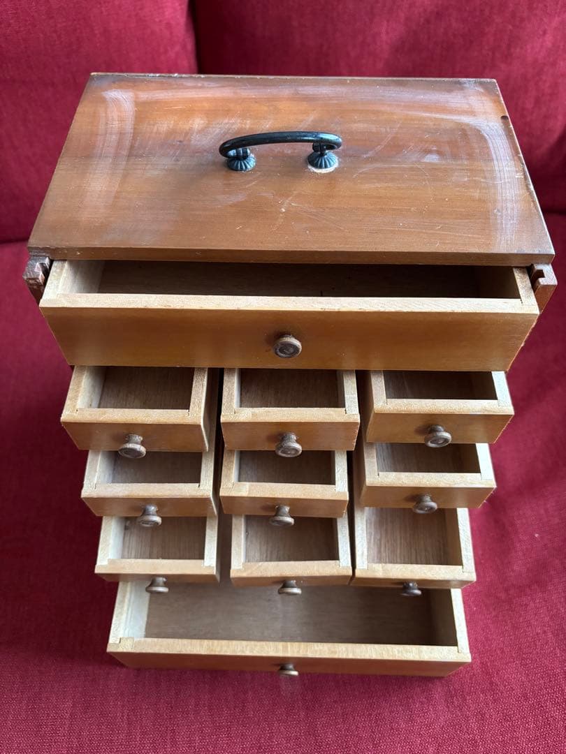 【カンナ】盆石道具 砂箪笥 レトロ 小物入れ