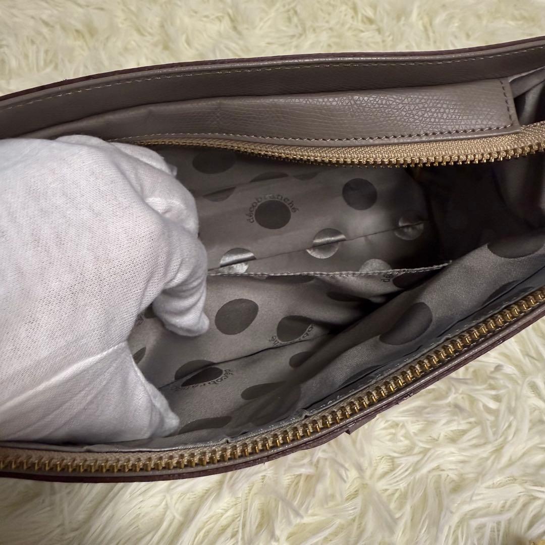 美品❕decobranche 花柄ショルダーバッグ グレー レザー