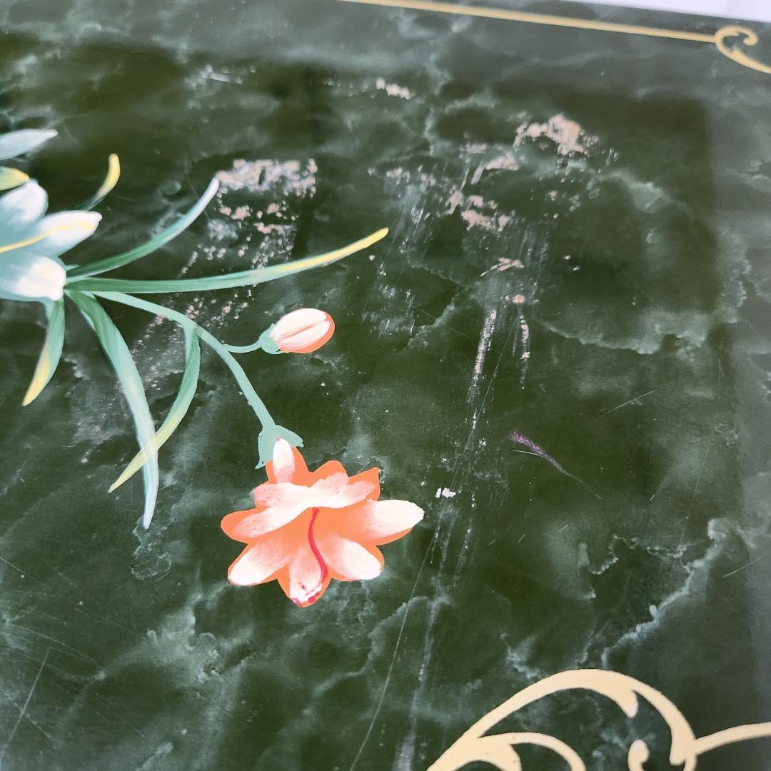 花柄ペイント アンティーク風コンソールテーブル 洋風クラシック家具