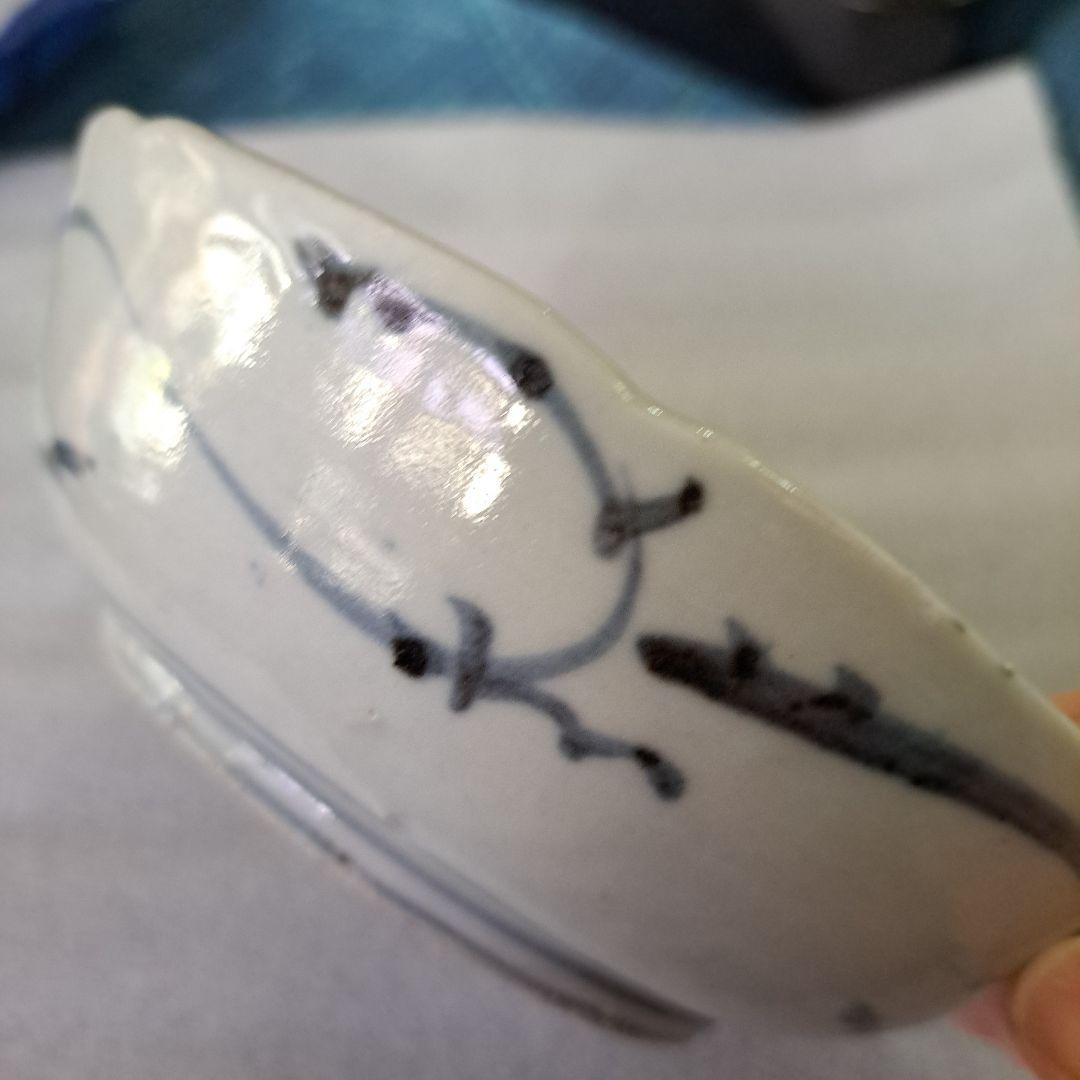 呉須　初期伊万里　食らわんか膳皿　呉須染付　五弁花　角福