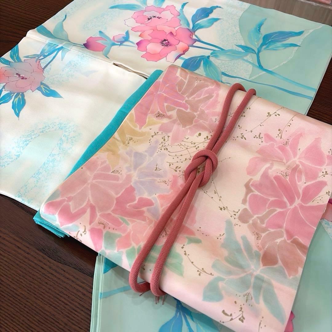 正絹訪問着と袋帯・帯締め・帯揚げ4点セット