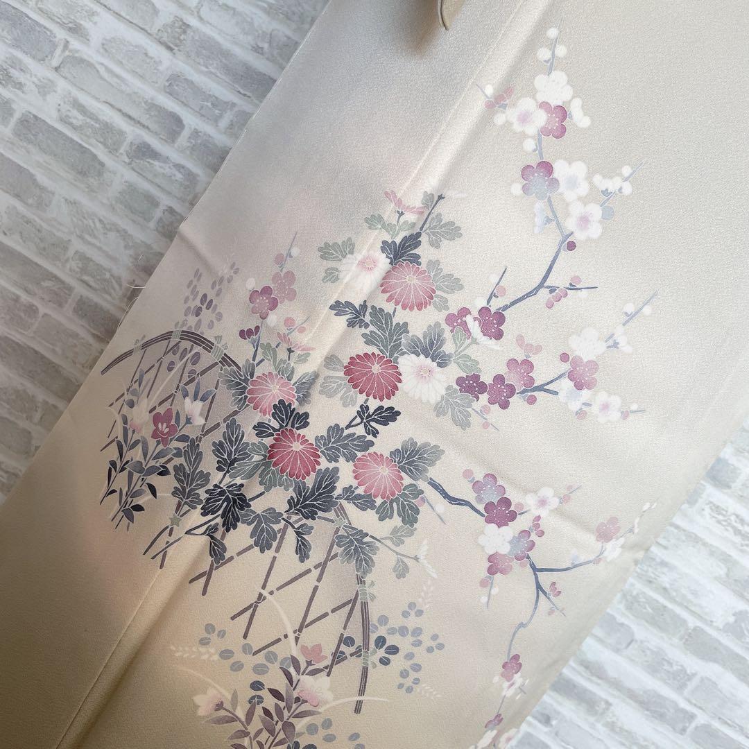 訪問着　フルセット　友禅　菊と梅　儚さ　入学式　卒業式　着物　H6