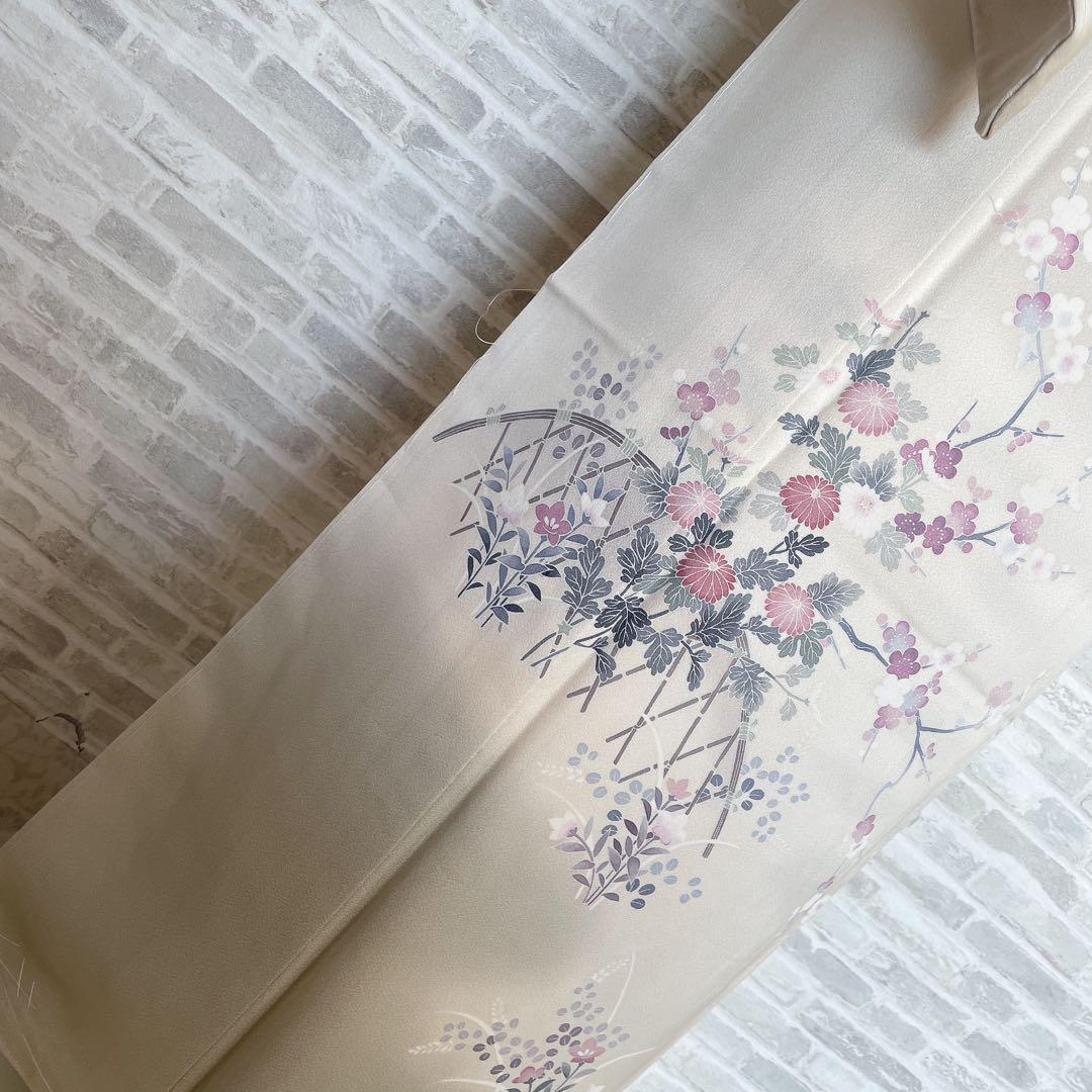 訪問着　フルセット　友禅　菊と梅　儚さ　入学式　卒業式　着物　H6