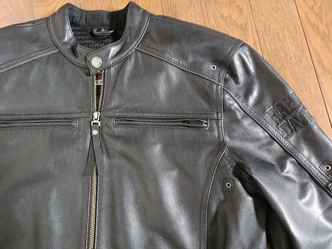 ハーレー本革ブラックレザーシングルライダースジャケットS(日本のM〜Lサイズ程)