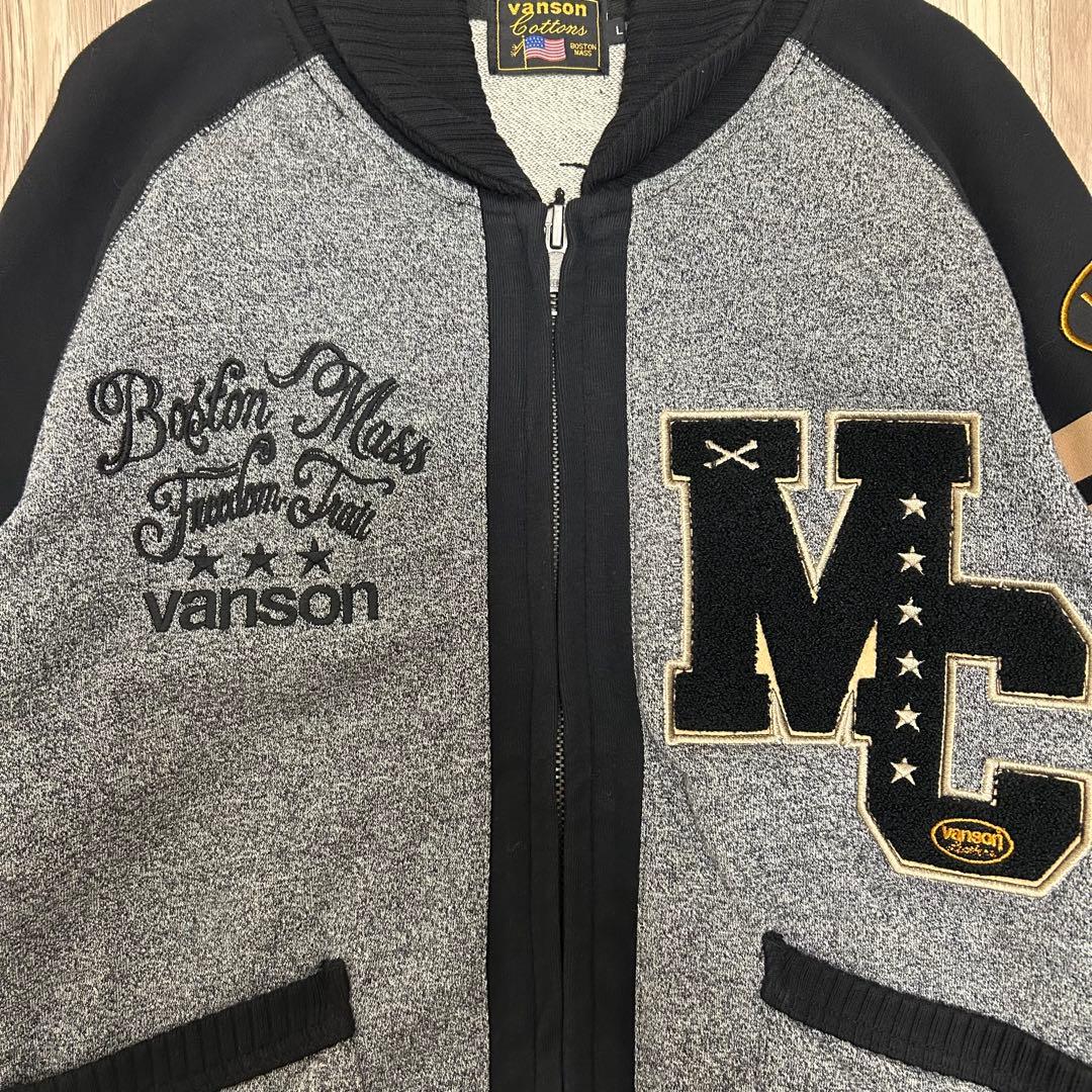【美品】VANSON バンソン　ジップ　ジャケット　スウェット　ワッペン刺繍