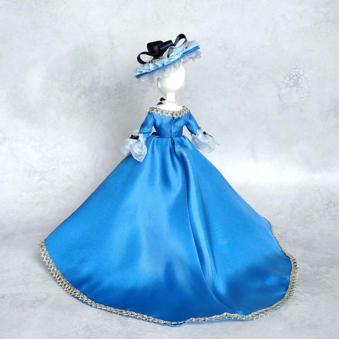 22cmドールドレス セルリアン×紺のローブ・ア・ラ・フランセーズ