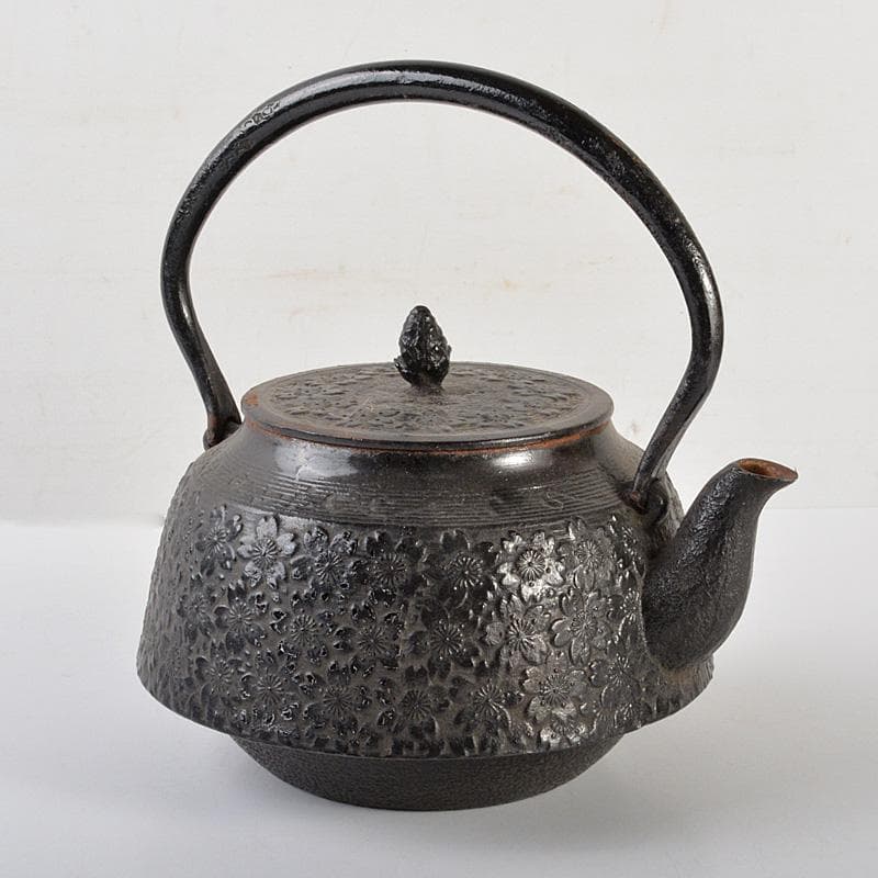 南部鉄器　桜文　鉄瓶　鉄釜　C　6418