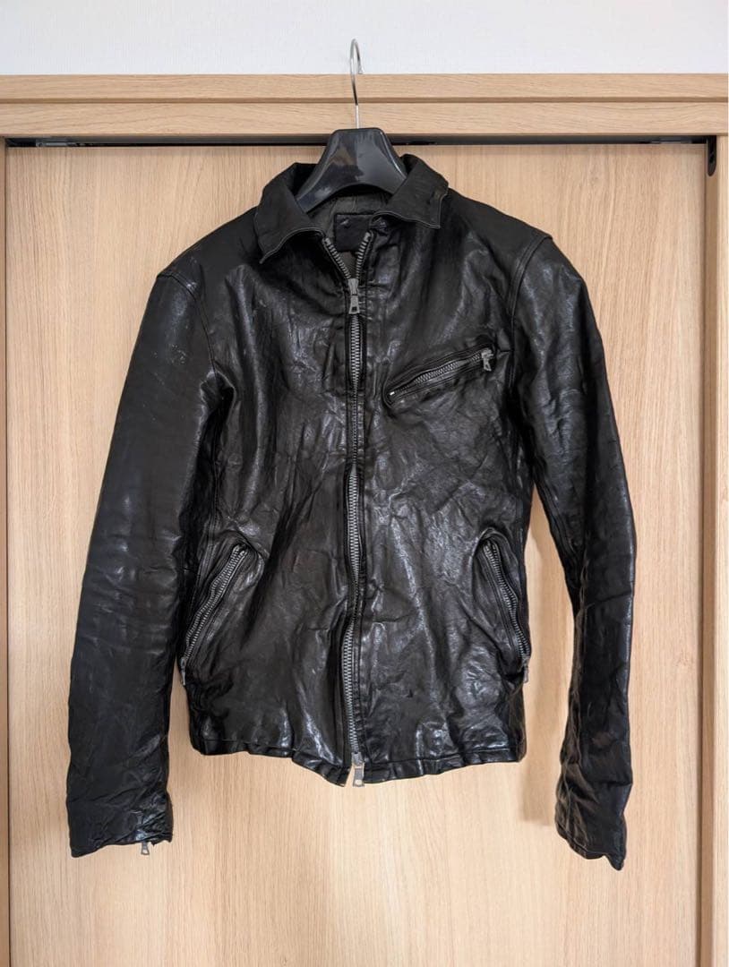 BACKLASHベルギーショルダー シングルレザーライダースジャケット ブラック