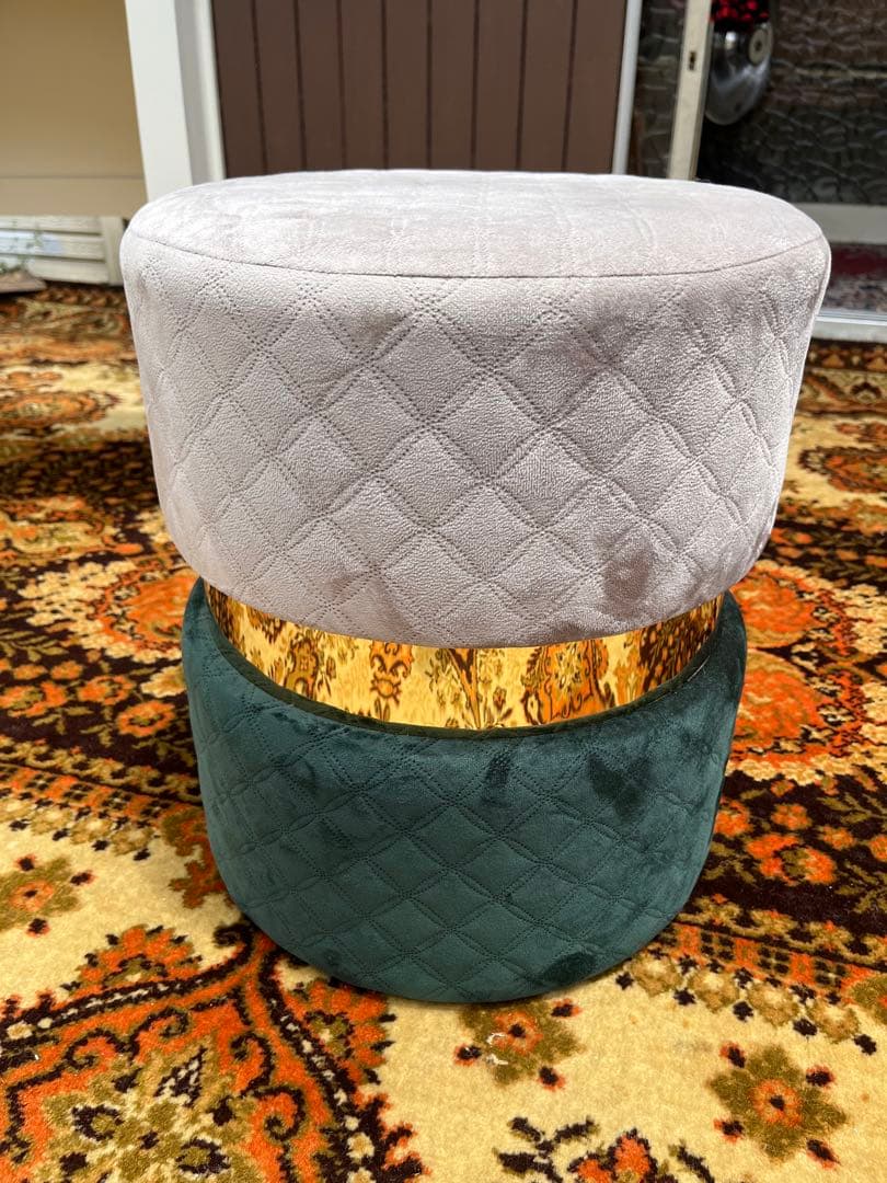 フランフラン ジェム スツール 椅子 ドレッサー用 グリーン グレー