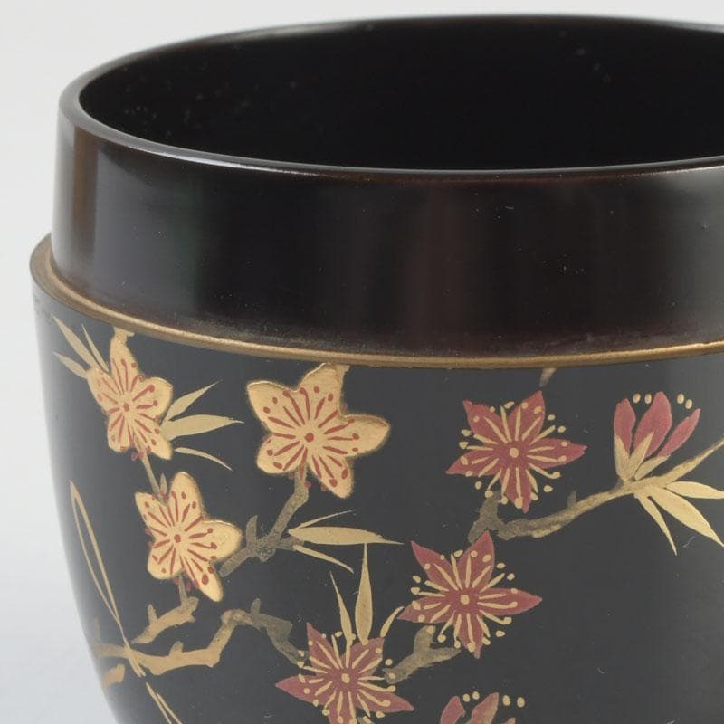 茶道具　加賀蒔絵師　和田寿峰作　立雛蒔絵　中棗　共箱　V　9675