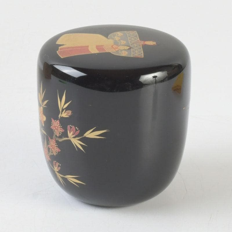 茶道具　加賀蒔絵師　和田寿峰作　立雛蒔絵　中棗　共箱　V　9675