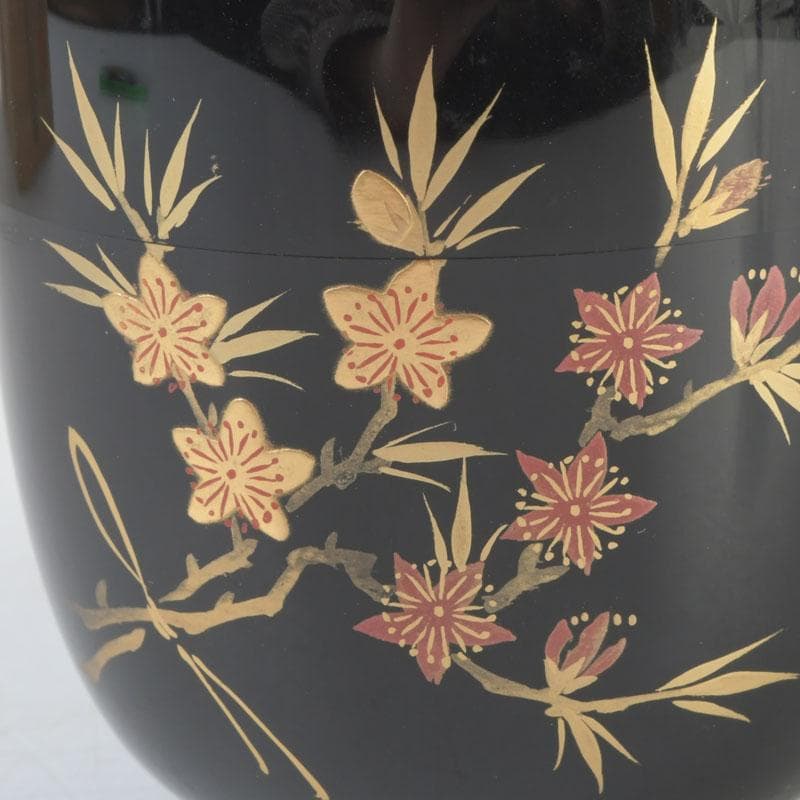 茶道具　加賀蒔絵師　和田寿峰作　立雛蒔絵　中棗　共箱　V　9675