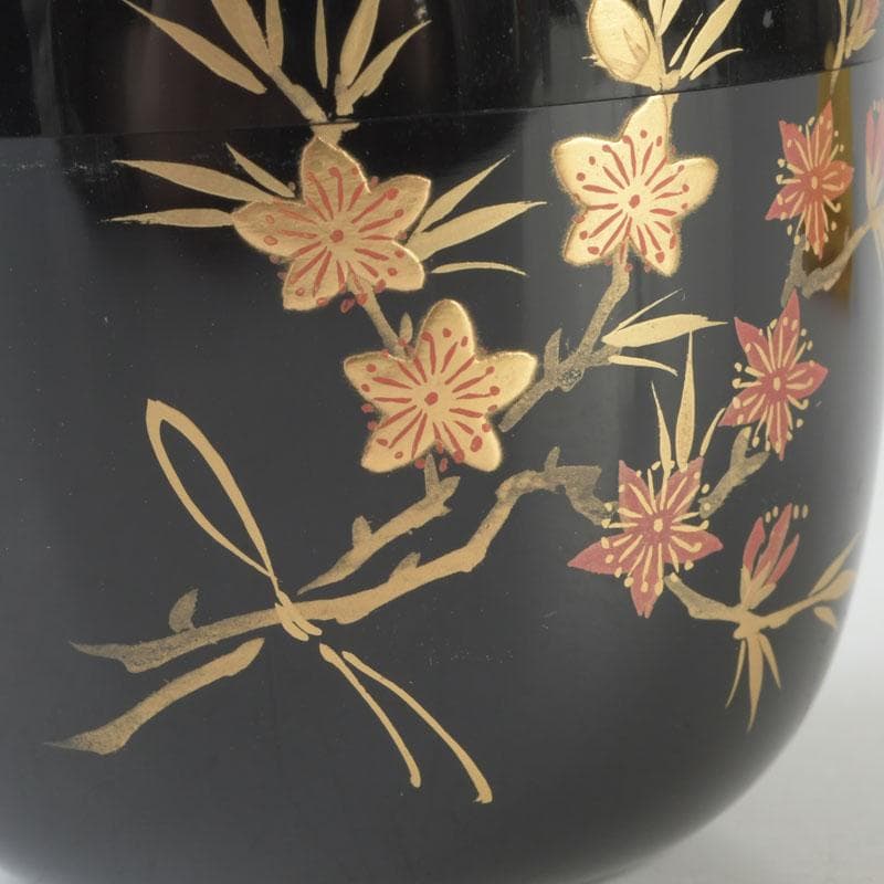 茶道具　加賀蒔絵師　和田寿峰作　立雛蒔絵　中棗　共箱　V　9675