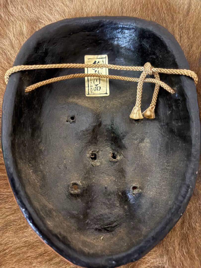 能面 木製 笑顔　ビンテージ　日本　骨董　木製