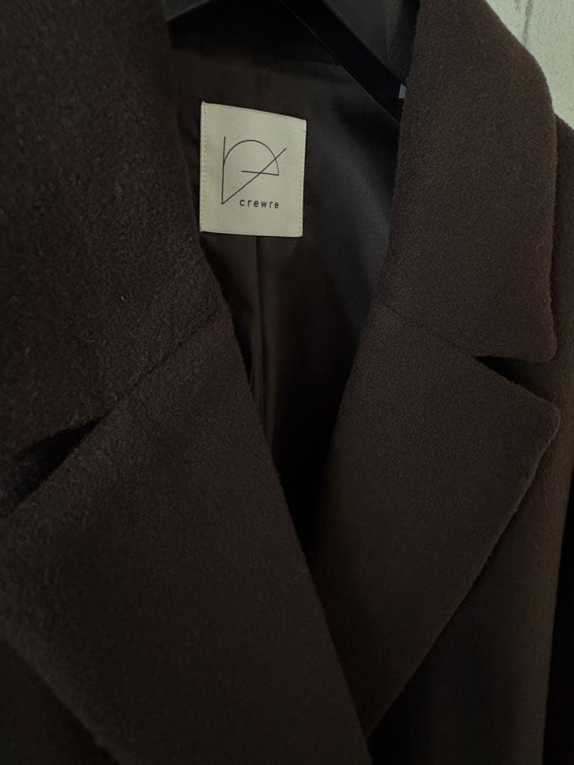 Crewre アジャスタブルウールロングコート ダークブラウン　サイズ1